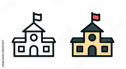 School Building Flat Icon – Education Campus Vector Symbol