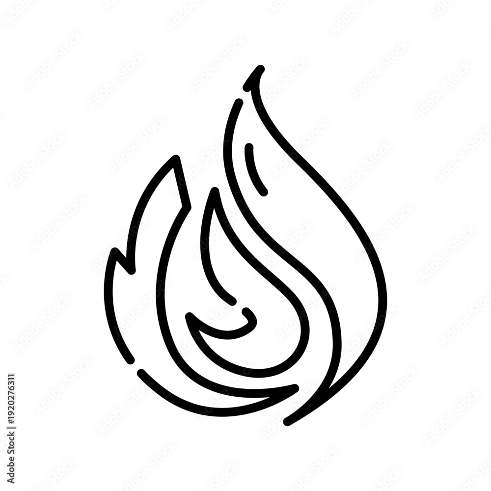 Obraz premium fire black line icon.