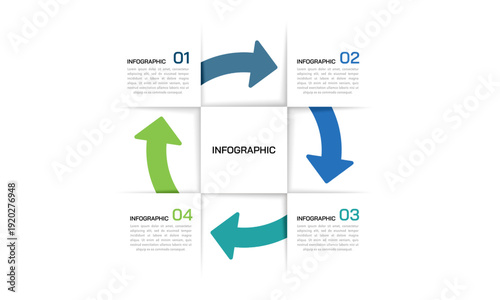 4 Stages cyclic infographic template for business presentation and data visualization. Vector illustration.