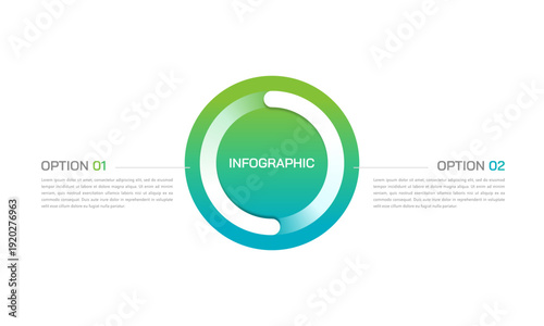 Creative green and blue infographic design for corporate vision and two choices. Vector illustration.