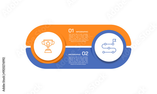 Modern 2 steps model for comparing vision and action strategies for success and goal achievement. Vector illustration.