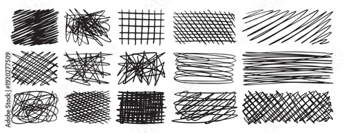 Hatch scribble element, hatching textured cross lines doodles. Pencil elements, sketch line texture, hand drawn scrawl rectangle collection