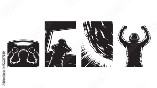 Vector Illustration Of Astronauts In Space Shuttle For Space Exploration Concept