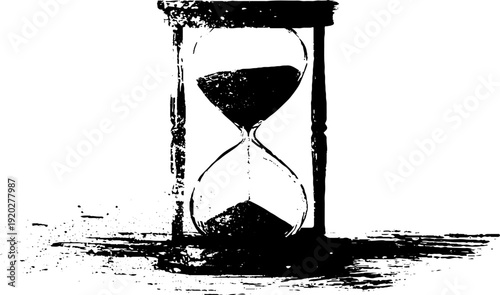 Timeless protection: hourglass and shield in high contrast ink design