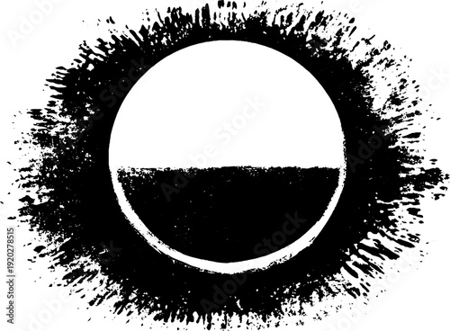 Mystical magic circle in high contrast ink design for artwork and cards