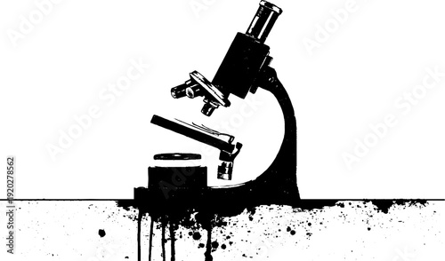 High contrast black and white microscope ink illustration for scientific design