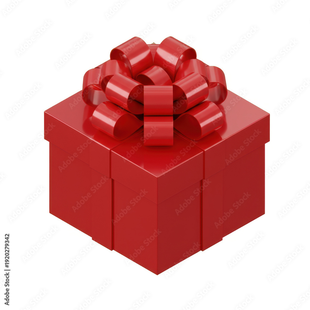 Fototapeta premium Shiny Red Gift Box with a Big Ribbon Bow