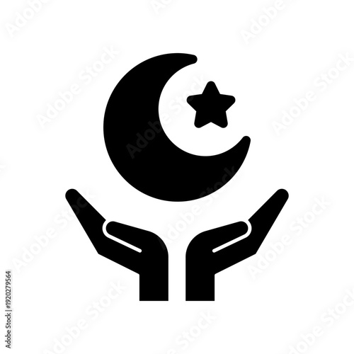 Illustration of Hands Supporting a Crescent Moon and Star, Symbolizing Hope and Spirituality