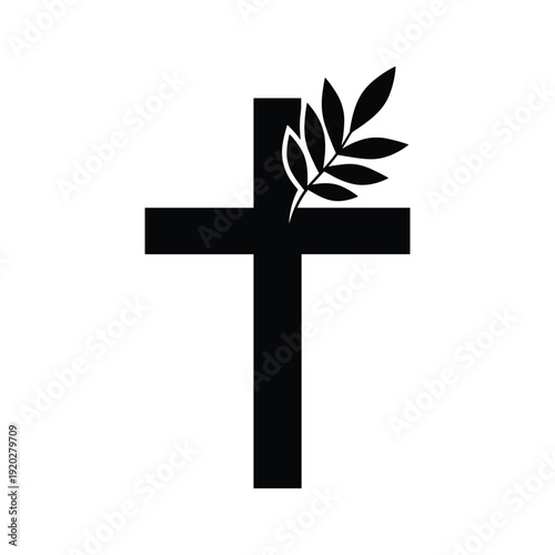 Christian Cross with Olive Branch Symbol Faith Hope
