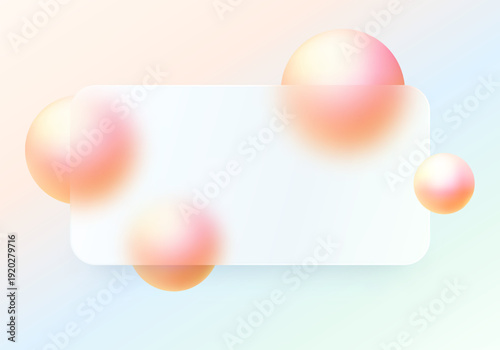 Φωτογραφία Glass panel with blurred gradient spheres on a soft abstract background