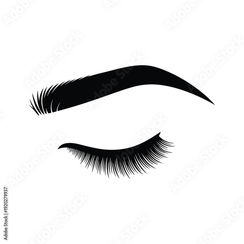 Woman Eye with Long Lashes and Eyebrow Silhouette