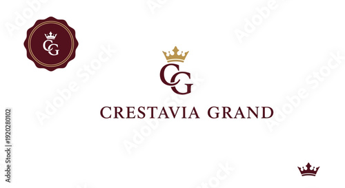 Elegant 'CG' monogram featuring a crown and a classic shield, symbolizing luxury, premium quality, and grand heritage, isolated white background.