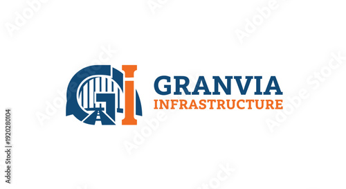 Robust 'G' monogram designed with a bridge and road, symbolizing solid infrastructure and urban development projects, isolated white background.