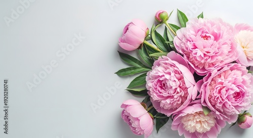 Happy mother's day bouquet of beautiful pink peonies flowers