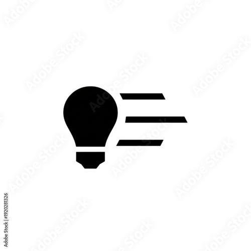 Modern vector image of a glowing light bulb with motion lines indicating a fast idea or rapid innovation in technology and creative thinking
