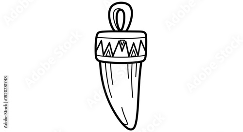 Ancient tooth pendant illustration featuring tribal patterns and prehistoric charm, showcasing cultural heritage and traditional craftsmanship