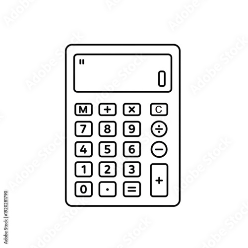 Electronic calculator tool for mathematics and accounting vector image representing finance, budget planning, school calculations, commerce, and digital numeric data processing operations.