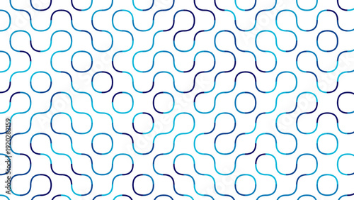 Seamless Geometric Pattern of Interconnected Blue and Purple Waves on White Background
