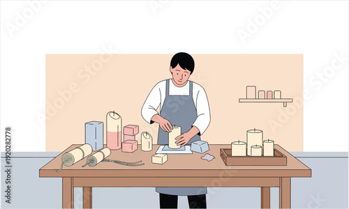 A Person making handmade candles at a workshop