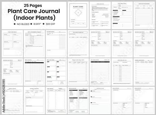 Plant Care Journal Indoor Plant Tracker 25 Pages. Watering Schedule, Fertilizer Lo,g Individual Plant Profile, Growth Tracker.