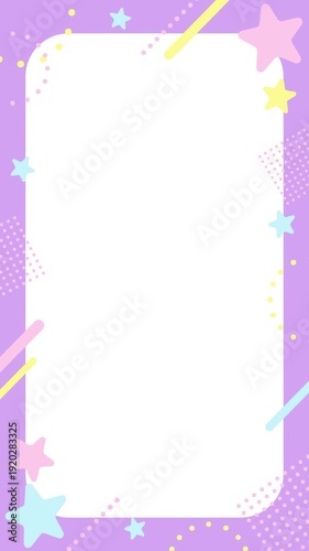 Colorful star pastel color cute pop background frame
