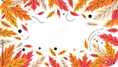 Hand-drawn autumn leaves in clean linear style arranged over a soft beige background, forming a minimalist seamless pattern ideal for modern stationery and textile applications.
