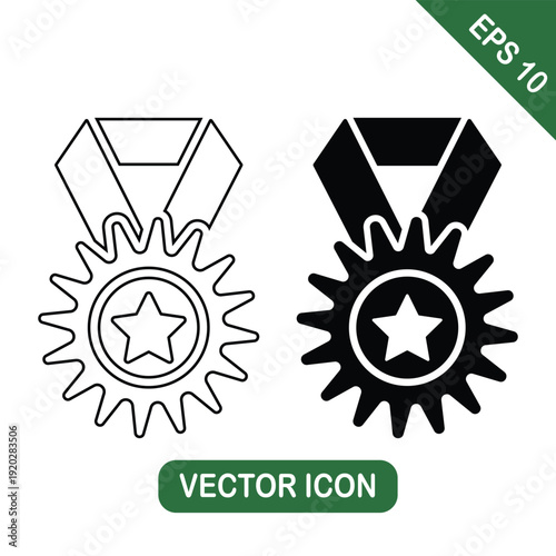 Medal with Star Icon for Achievement and Recognition