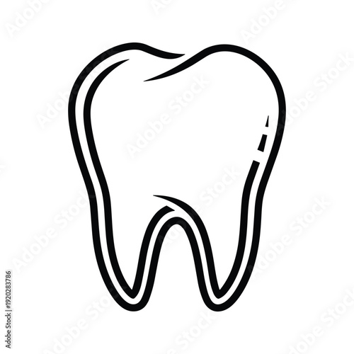 Black and white tooth icon illustration