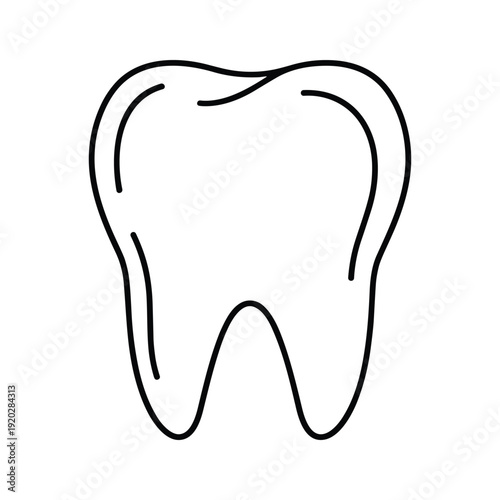 Black and white outline of a tooth on white background