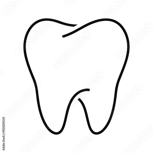 Black outline drawing of a tooth on white background