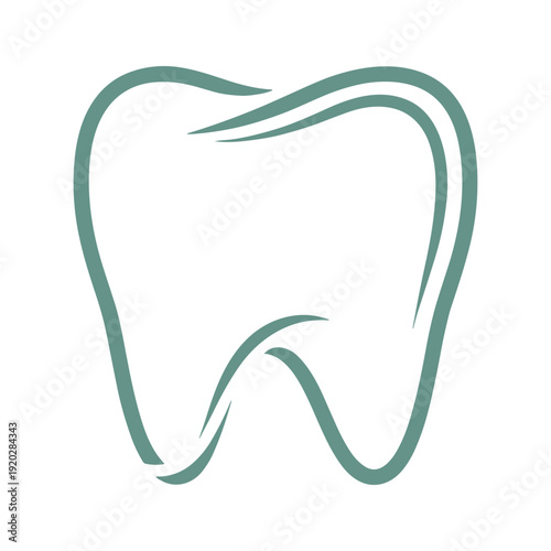 Simple green tooth icon on white background