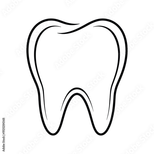 Black and white simple tooth icon illustration