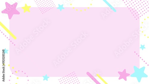 Colorful star pastel color cute pop background frame