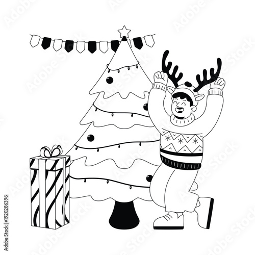 Have a look at this amazing illustration of a man celebrating christmas event