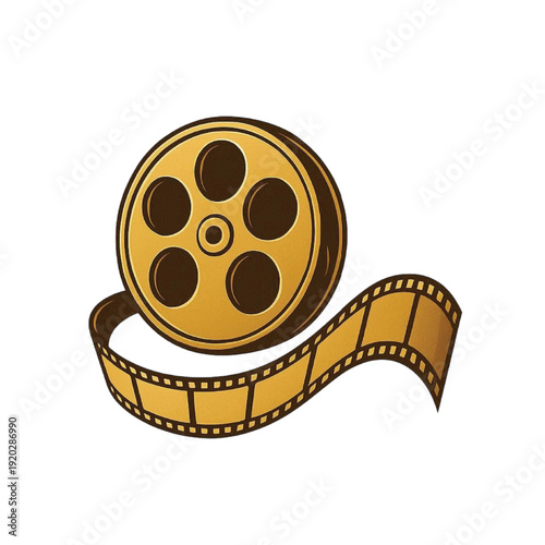 Film Reel And Unwound Strip Cinema Logo Vector