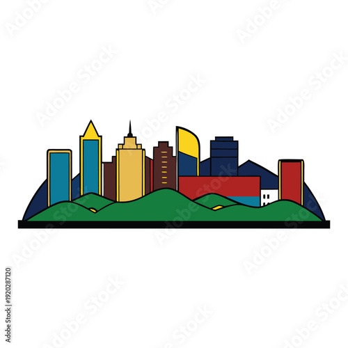 A futuristic Mara Aibo city skyline glows at dusk, with sleek towers, neon lights, and flying vehicles weaving through a vibrant, high-tech urban horizon.
