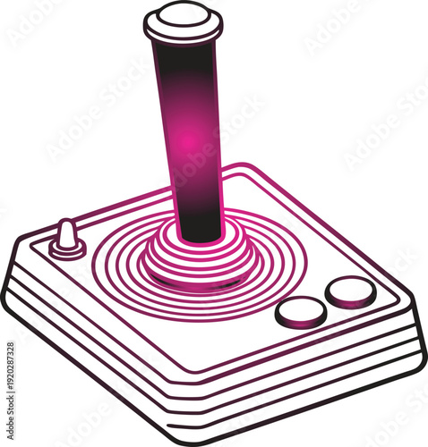 Pink and white game joystick with buttons and circular controller