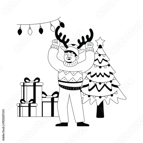 Have a look at this amazing illustration of a man celebrating christmas event