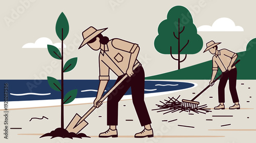 Farmer Working in Garden – Agriculture Lifestyle Vector Illustration