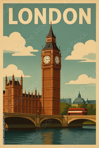 London illustration travel poster