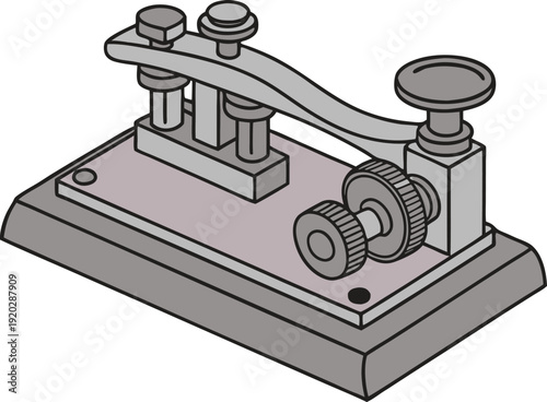 Vintage telegraph machine with handle and dial