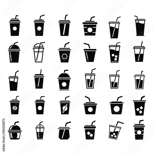 Drink with straw icon silhouette vector illustration isolated