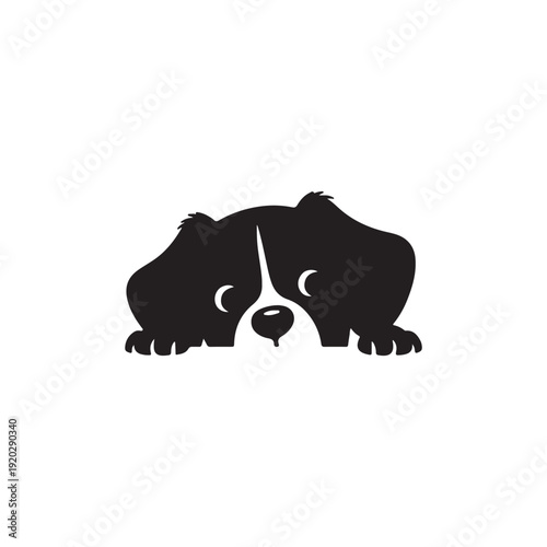 Peeking Puppy Silhouette Dog Face and Paws Graphic
