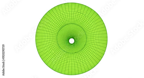 Grid pattern on a circular shape with a central hole viewed from directly above