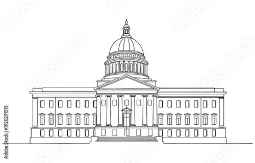 Continuous one line drawing of the United States Government building.