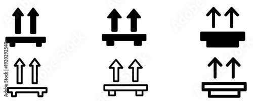 set of arrows on pallets for shipping and handling icons  various orientations and styles
