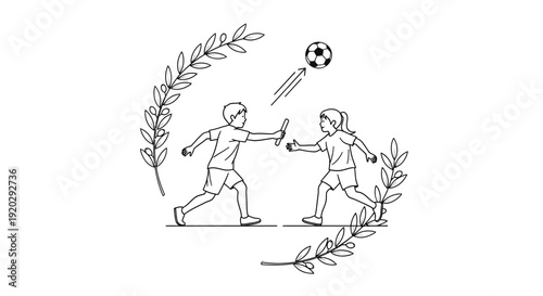 Children Playing Soccer and Relay Race, Sports, Teamwork, Fun, Outdoor Activity