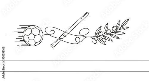 Soccer Ball with Olive Branch and Whistle - Sport and Peace Symbol