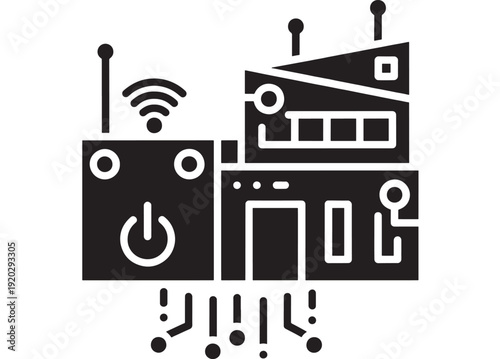Robot industrial factory with Wi-Fi connectivity and automation featuring machinery, manufacturing, technology with Wi-Fi and machine learning elements for artificial intelligence, robotics projects,