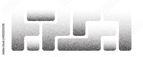 Grainy dot shape set with stipple gradient effects. Textured backgrounds featuring noise and abstract dotwork elements for contemporary graphic design and apps.